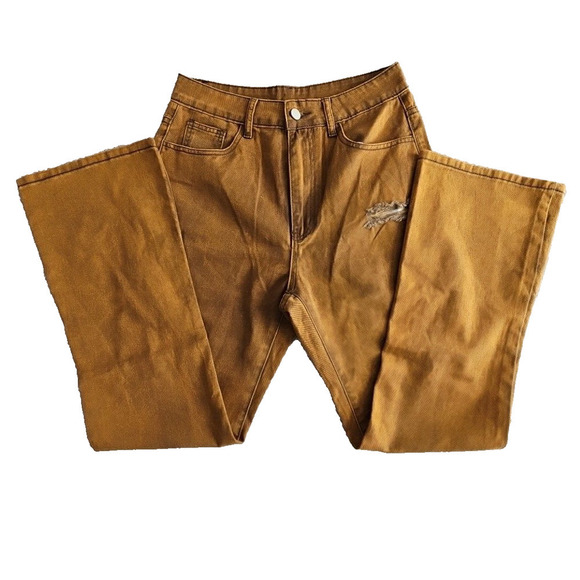 Shein Jeans Women's Size M (29x29) Flare Leg Copper Acid Wash Stretch Y2K Boho - Picture 2 of 16